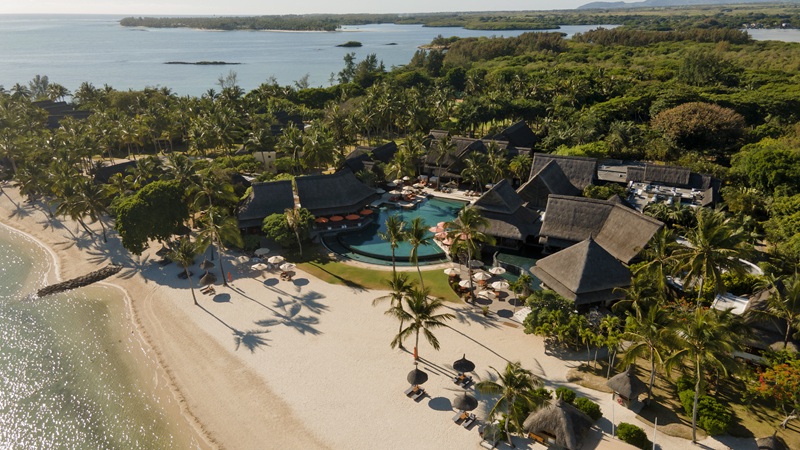 Aerial tropical setting at Constance Prince Maurice in Mauritius