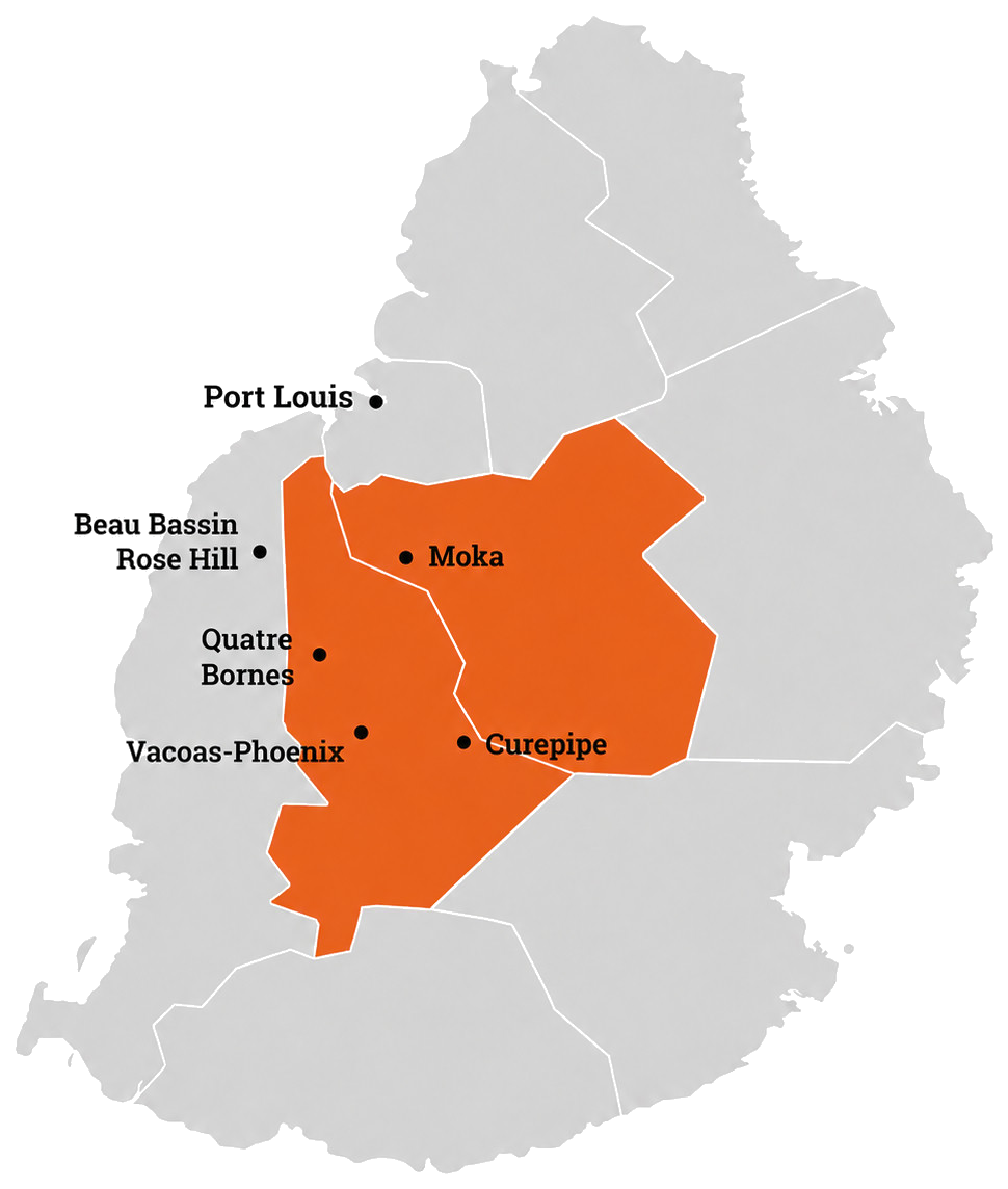 Karte mit Zentral-Mauritius