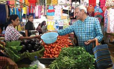 Mauritian market with fresh local produce