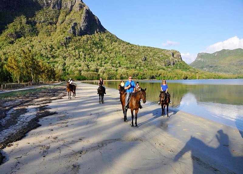 Horse riding in Mauritius at Le Morne Beach